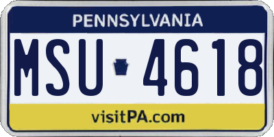 PA license plate MSU4618