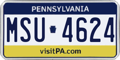 PA license plate MSU4624