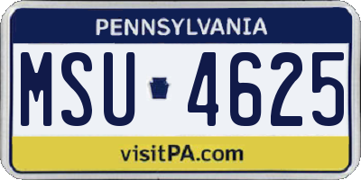 PA license plate MSU4625