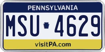 PA license plate MSU4629