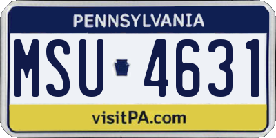 PA license plate MSU4631