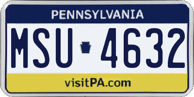 PA license plate MSU4632