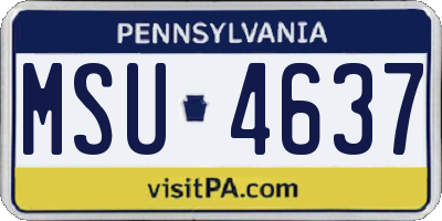 PA license plate MSU4637