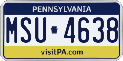 PA license plate MSU4638