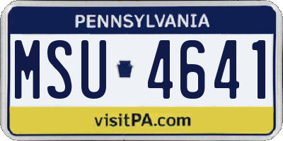 PA license plate MSU4641