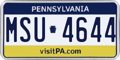 PA license plate MSU4644