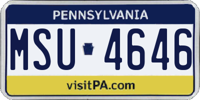 PA license plate MSU4646