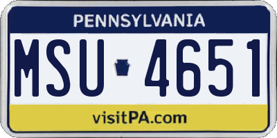 PA license plate MSU4651