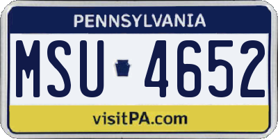 PA license plate MSU4652