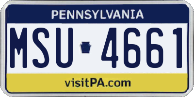 PA license plate MSU4661