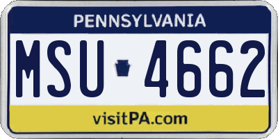 PA license plate MSU4662
