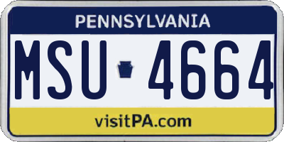 PA license plate MSU4664