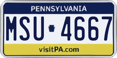 PA license plate MSU4667