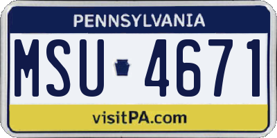 PA license plate MSU4671