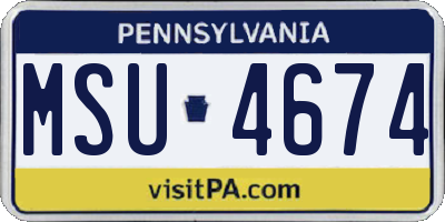 PA license plate MSU4674