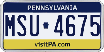 PA license plate MSU4675