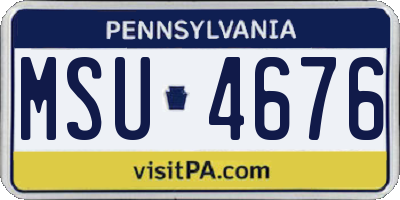 PA license plate MSU4676