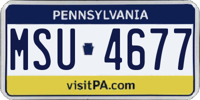 PA license plate MSU4677