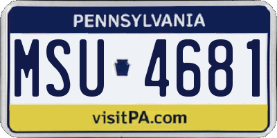 PA license plate MSU4681