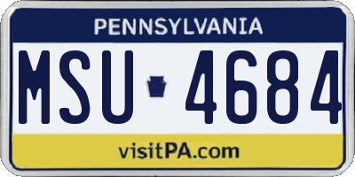 PA license plate MSU4684