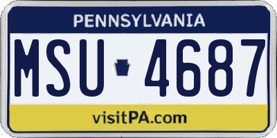 PA license plate MSU4687