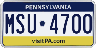 PA license plate MSU4700