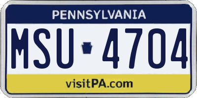 PA license plate MSU4704