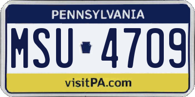 PA license plate MSU4709