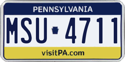 PA license plate MSU4711