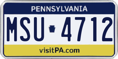 PA license plate MSU4712