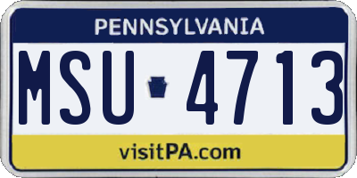 PA license plate MSU4713