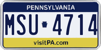 PA license plate MSU4714
