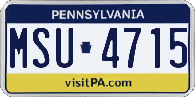 PA license plate MSU4715