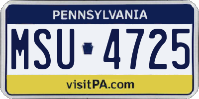 PA license plate MSU4725