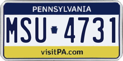 PA license plate MSU4731