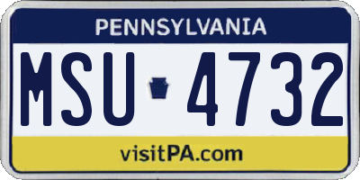 PA license plate MSU4732