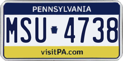 PA license plate MSU4738