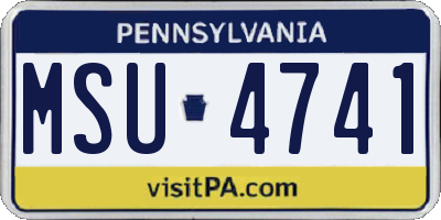 PA license plate MSU4741