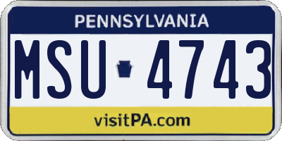 PA license plate MSU4743