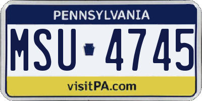 PA license plate MSU4745