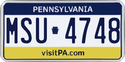 PA license plate MSU4748