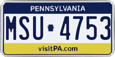 PA license plate MSU4753