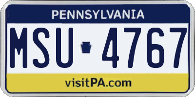 PA license plate MSU4767