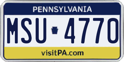 PA license plate MSU4770