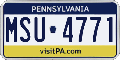 PA license plate MSU4771