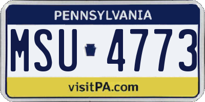 PA license plate MSU4773