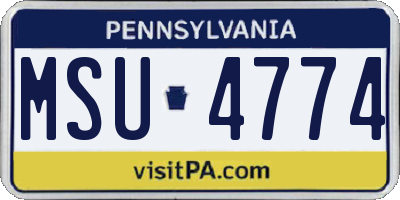 PA license plate MSU4774