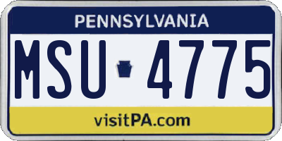 PA license plate MSU4775