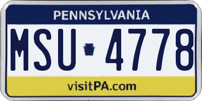 PA license plate MSU4778