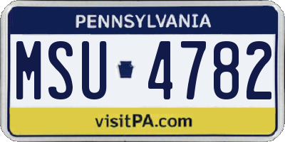 PA license plate MSU4782